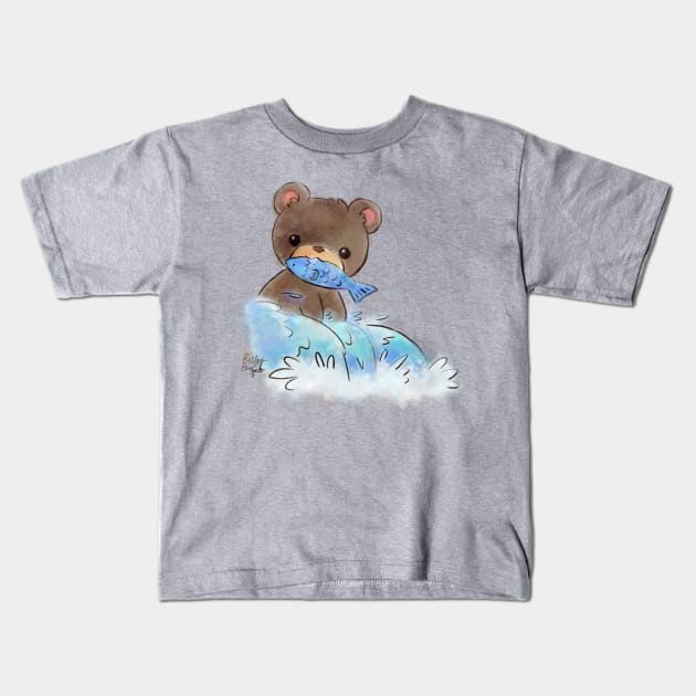 Hungry Bear - Cute Kawaii Kids Nursery Watercolor Art Kids T-Shirt by BonBonBunny